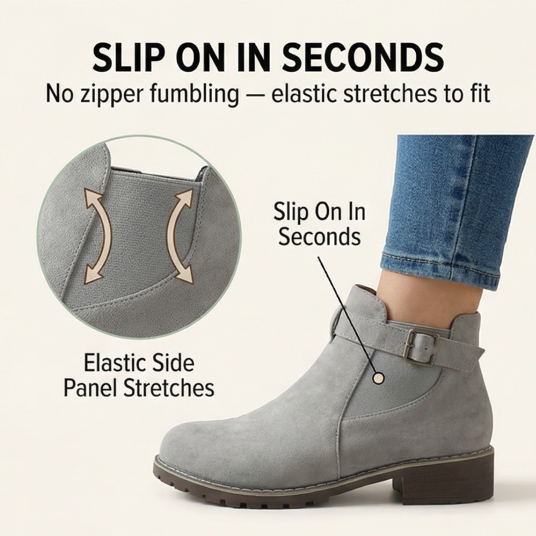Stridella – Women's Suede-Look Buckle Ankle Booties
