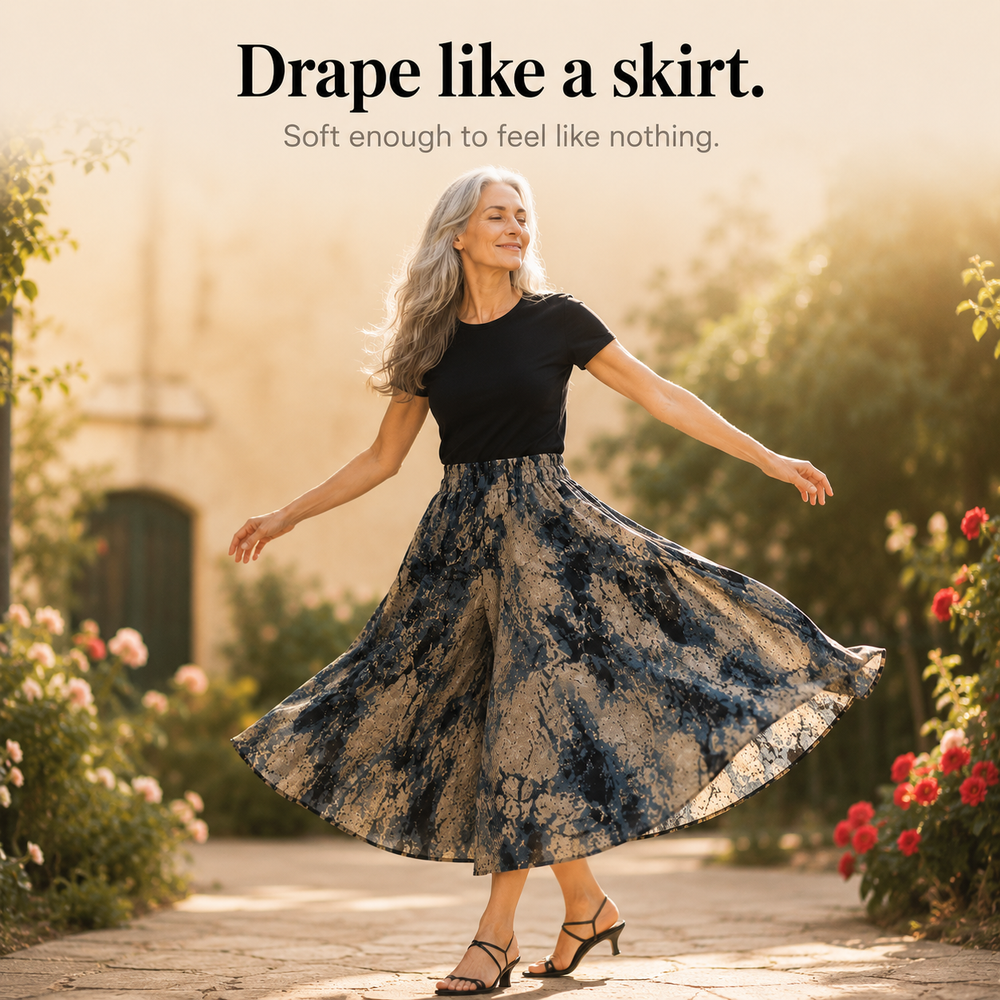 Florenza™ – Wide-Leg Flowy Summer Capri Pants with Elastic Waist & Pockets