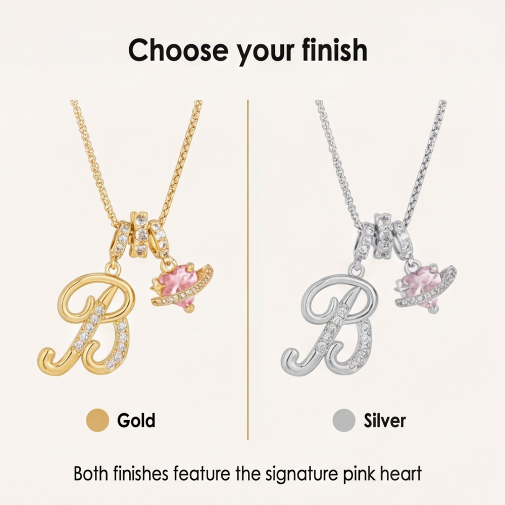 LUMARA – 3-Layer Initial Necklace with Pink Heart Zircon