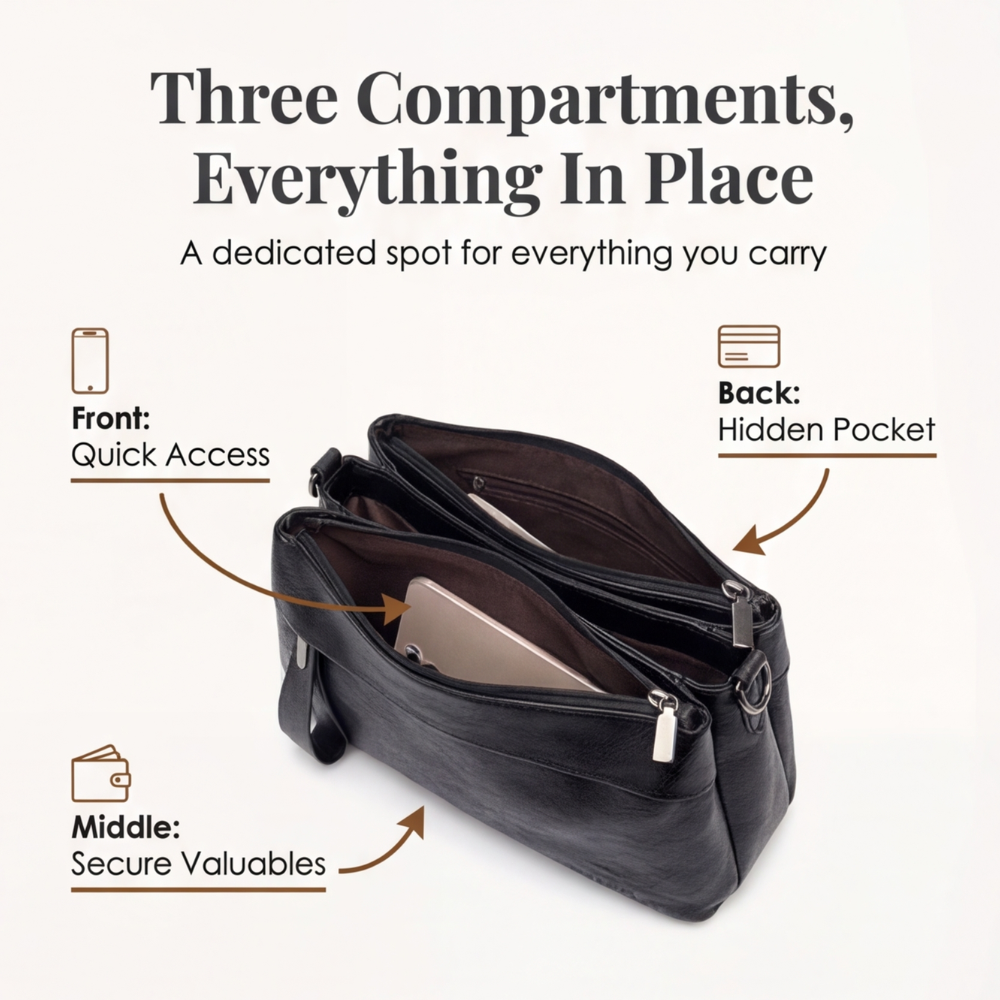 Carria - Soft Leather Crossbody With 3 Compartments