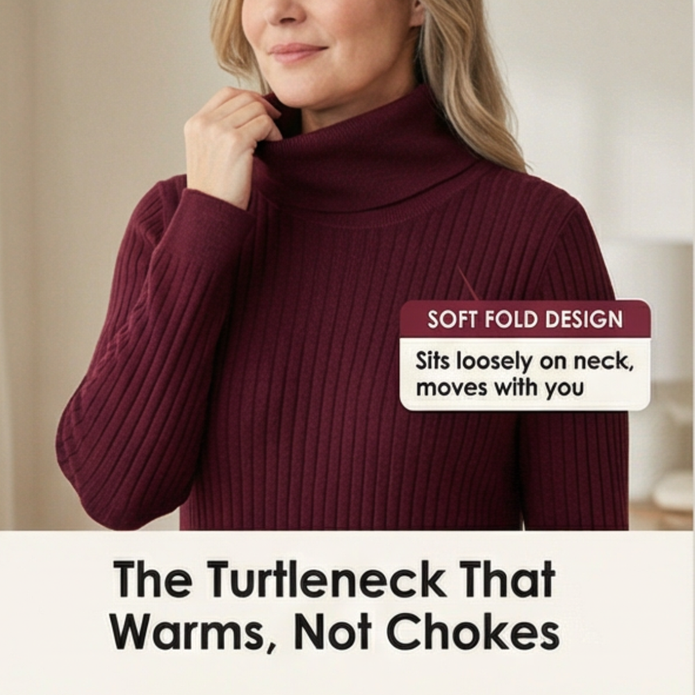Velara – Women's Relaxed Turtleneck Sweater Dress with Pockets