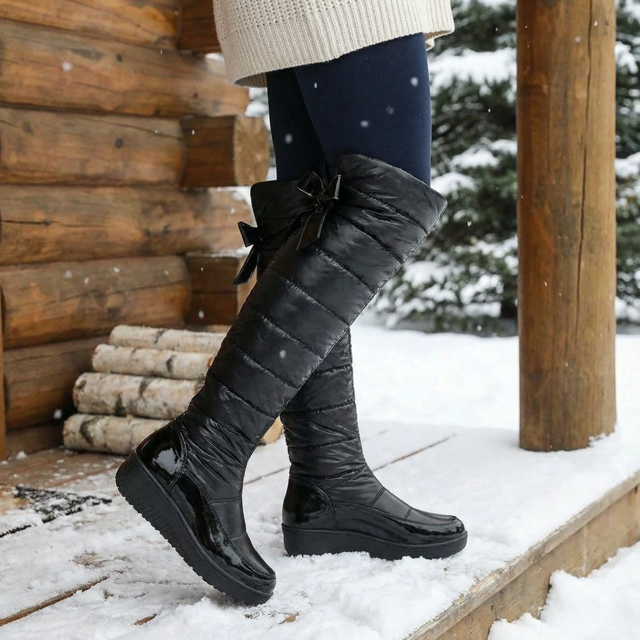 Velura - Women's fleece-lined over-the-knee boots