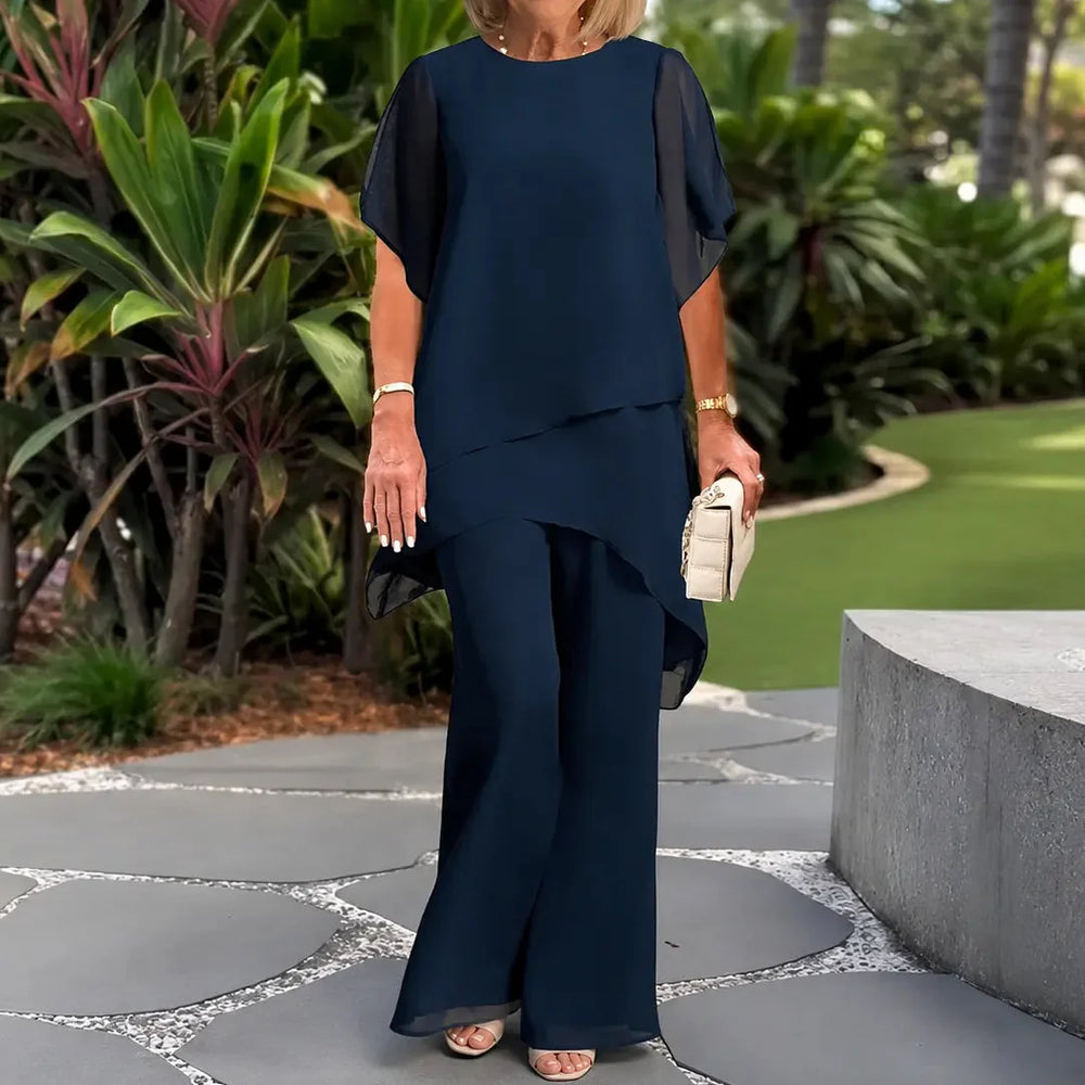 Florenza – Double-Layer Top and Wide Leg Pants Set for Women