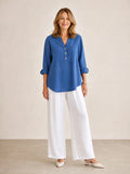 Amberlys – Airy Blouse with V-Neck and Buttons
