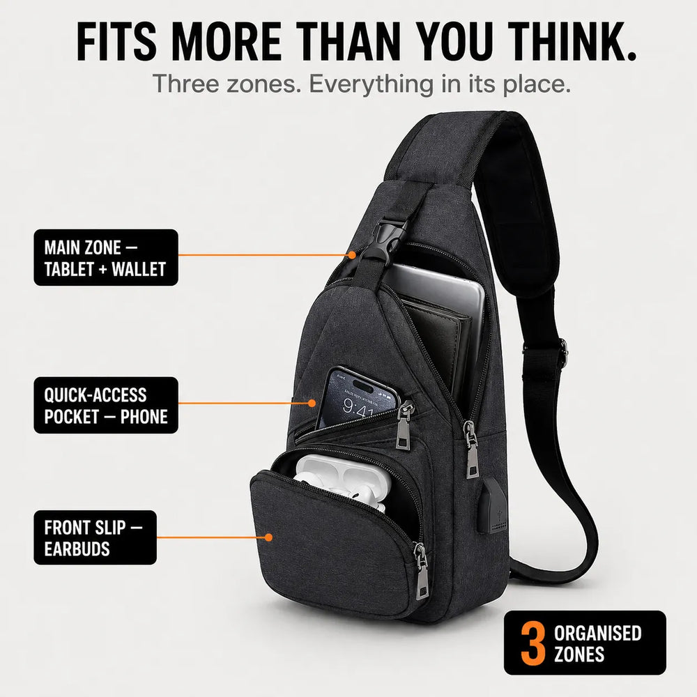 Slynx – Crossbody Sling Bag with USB Charging Port
