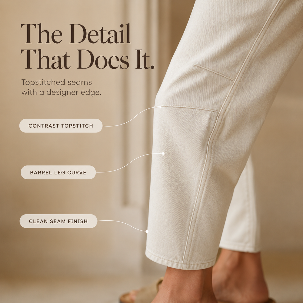 Cropelle™ – Stitch Detail Cropped Straight Pants