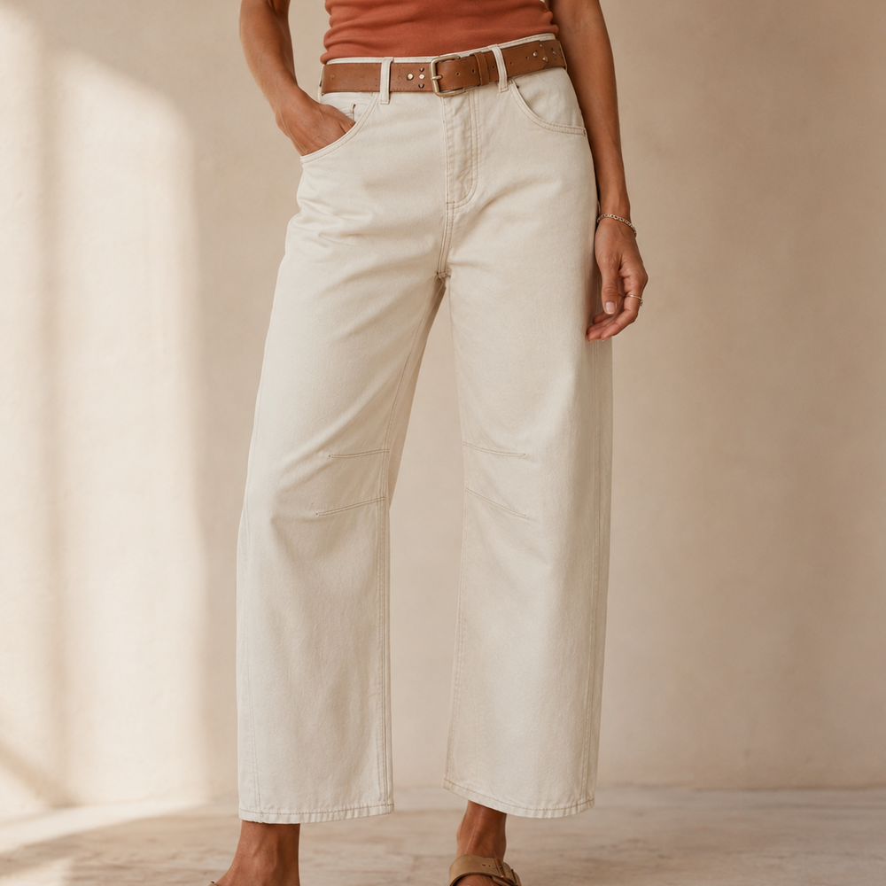 Cropelle™ – Stitch Detail Cropped Straight Pants