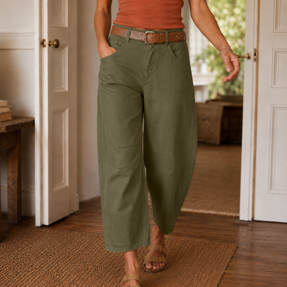 Cropelle™ – Stitch Detail Cropped Straight Pants
