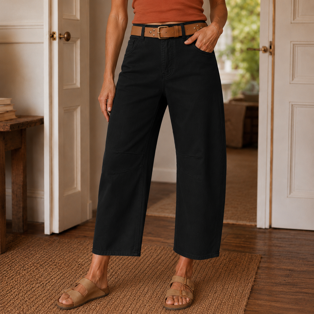 Cropelle™ – Stitch Detail Cropped Straight Pants