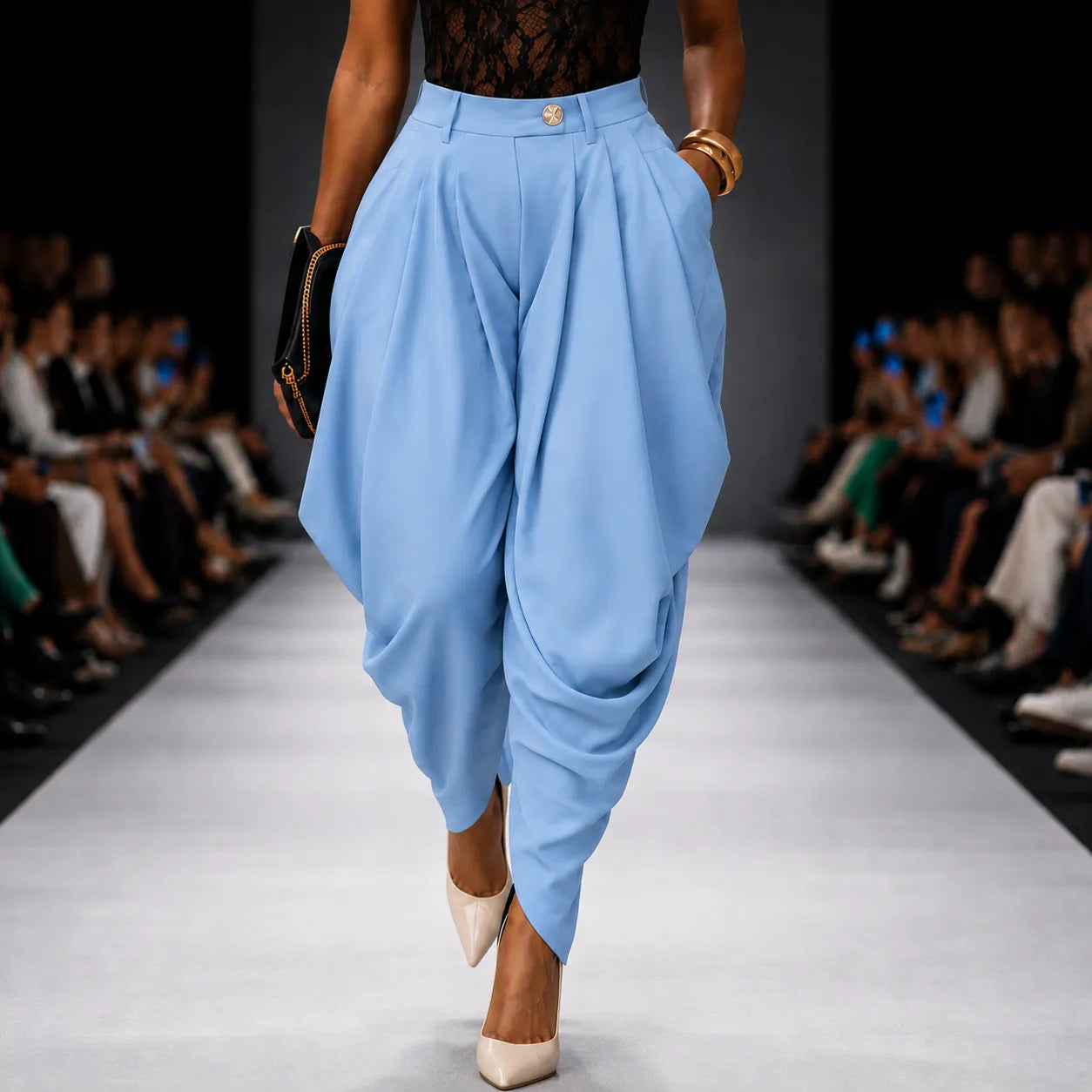 Velora – High Waist Pleated Tapered Wide Leg Trousers for Women
