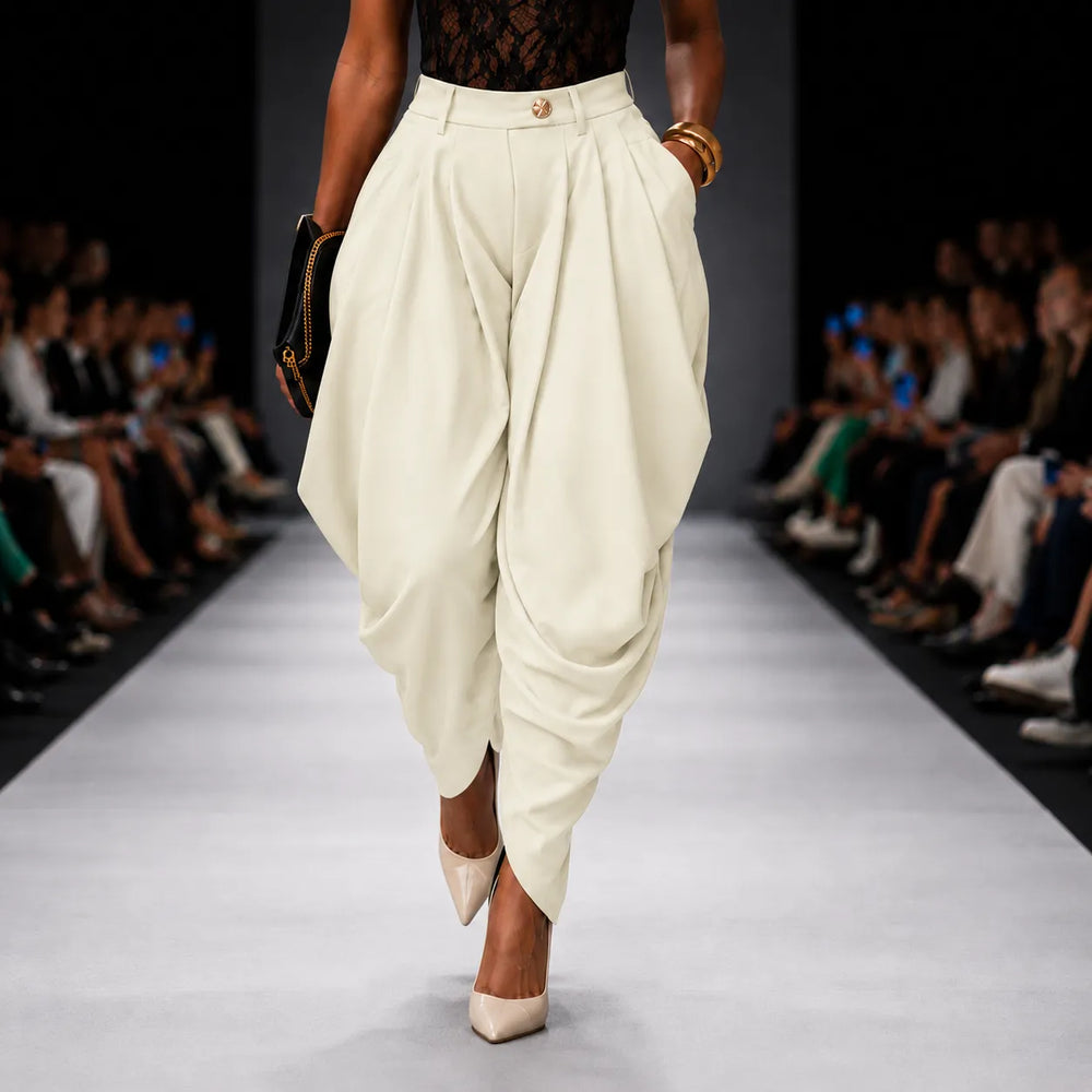Velora – High Waist Pleated Tapered Wide Leg Trousers for Women