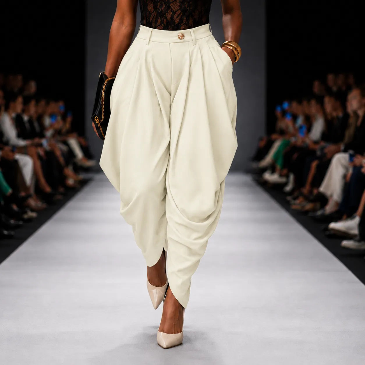Velora – High Waist Pleated Tapered Wide Leg Trousers for Women