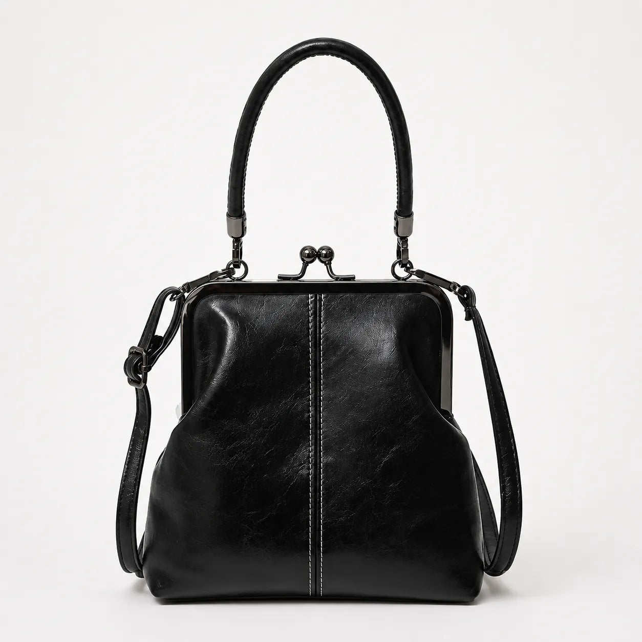 Marenza – Vintage Kiss Lock Crossbody Bag with Top Handle