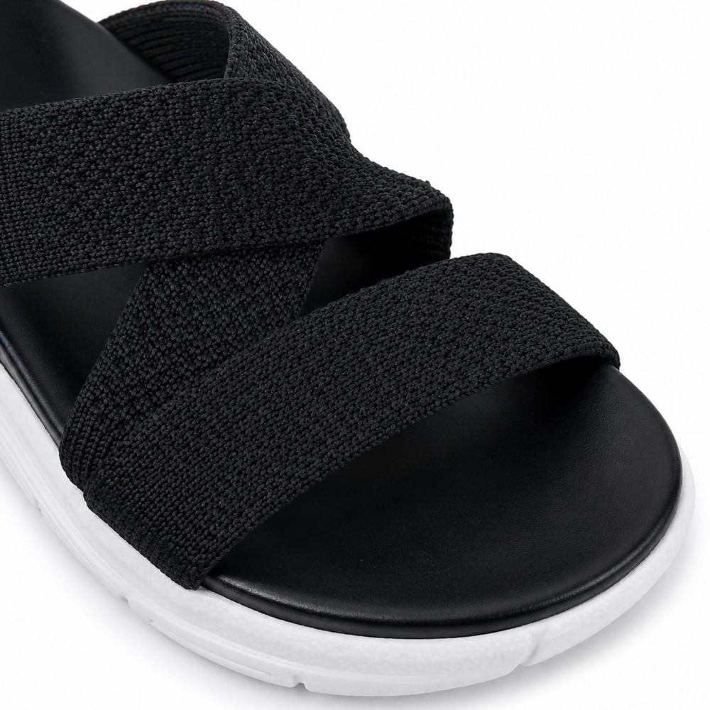 Veluna™ – Cushioned Stretch Knit Cross Strap Sandals for Women
