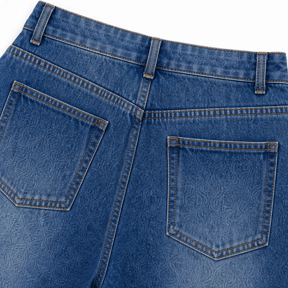 Velmora – Wide Leg Jeans with Brass Grommet Side Detail, High Rise