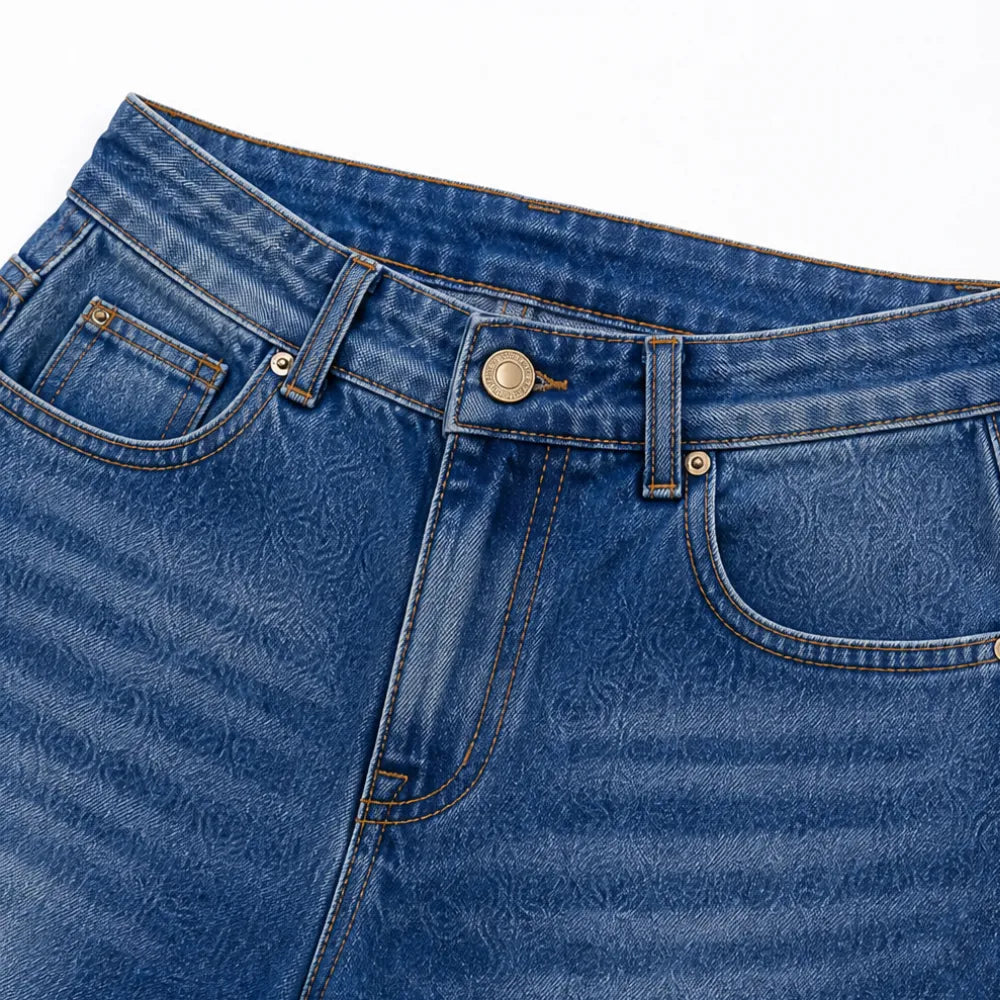 Velmora – Wide Leg Jeans with Brass Grommet Side Detail, High Rise
