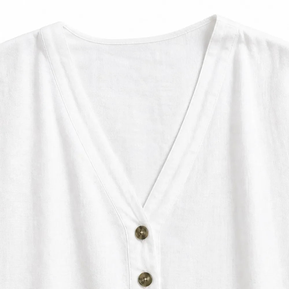 Soléne – Oversized V-Neck Linen-Look Tunic Dress, Breezy Summer Cover-Up