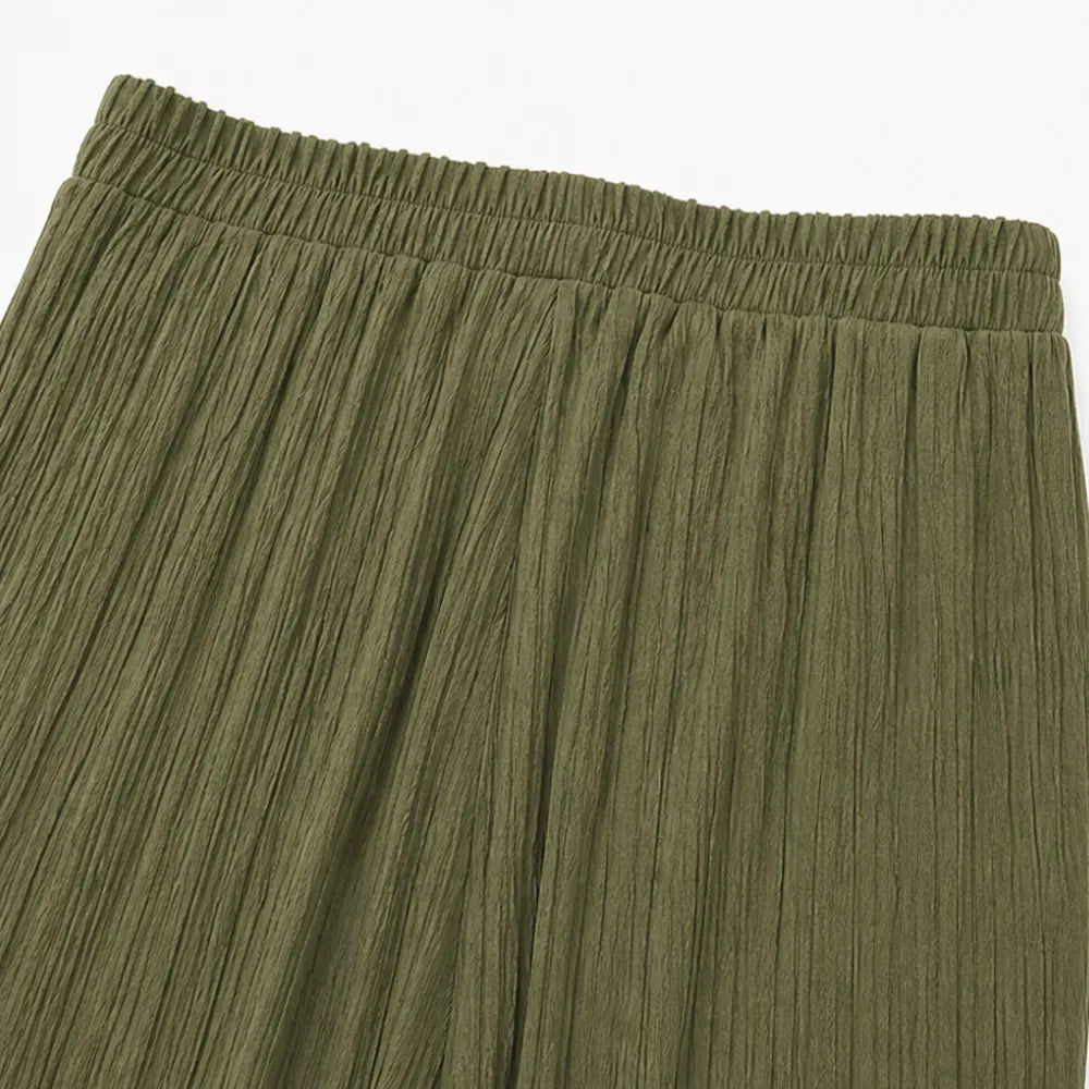 Velora – Ribbed Wide-Leg Capri Pants with Drawstring Waist & Side Slit, Plus Size 1XL–5XL