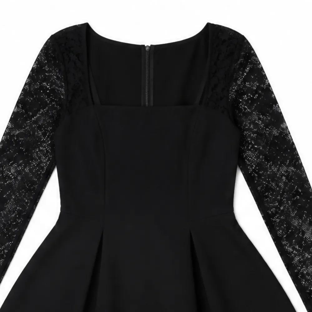 Noirella – Lace Sleeve A-Line Mini Dress for Curves