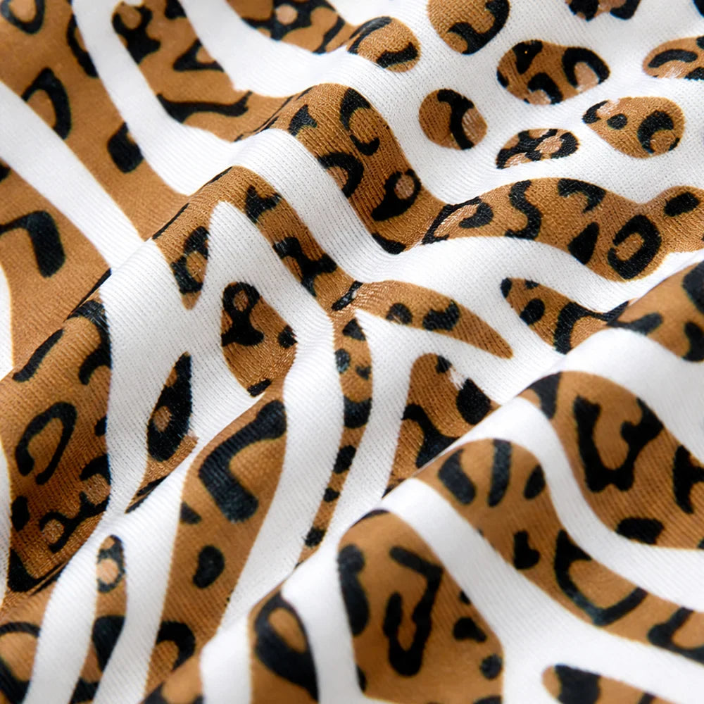 Solenza – Leopard Print Push-Up Bikini Set with Color-Block Cups and Side-Tie Bottoms