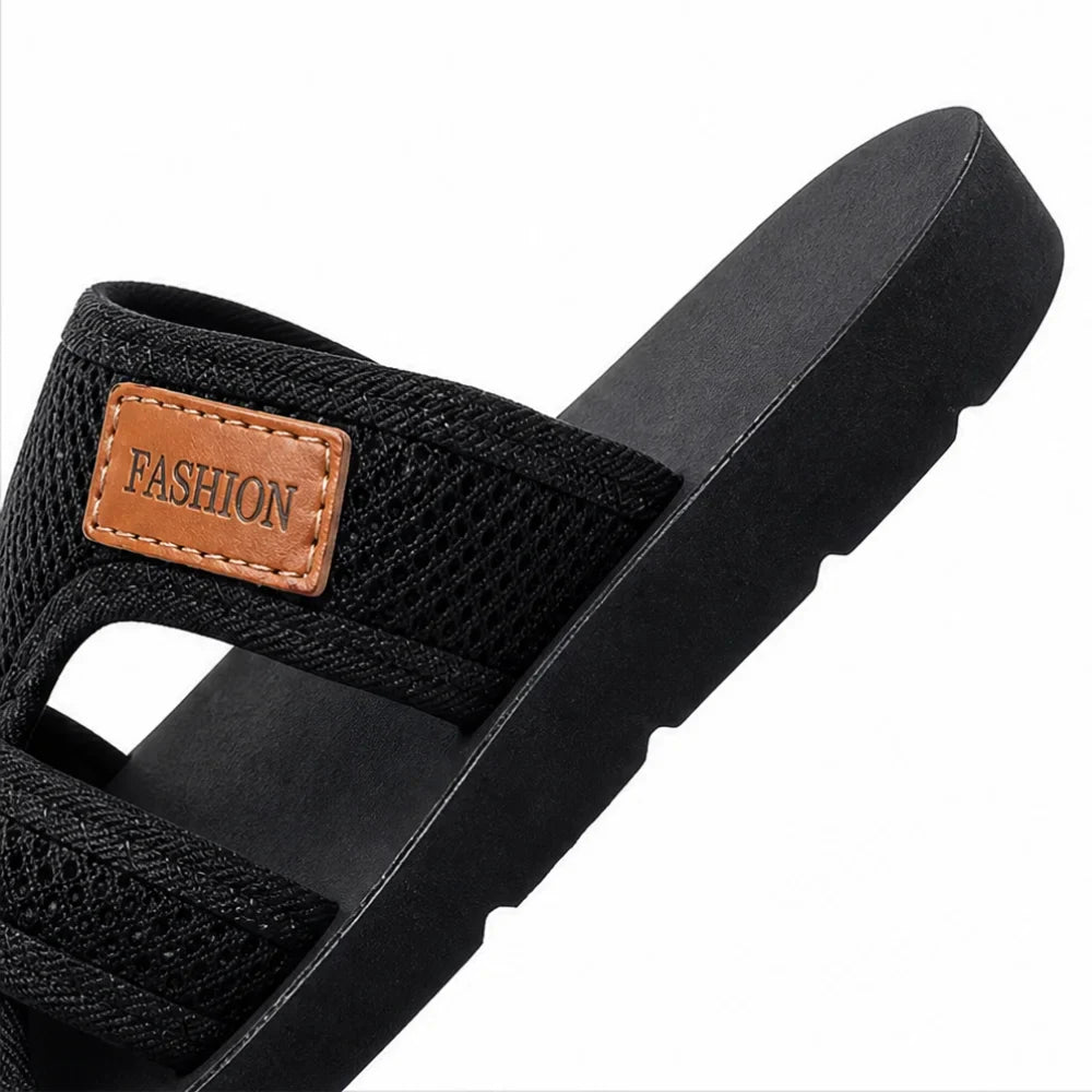 Breezely – Breathable Mesh Slide Sandals for Wide Feet, Open Toe Comfort