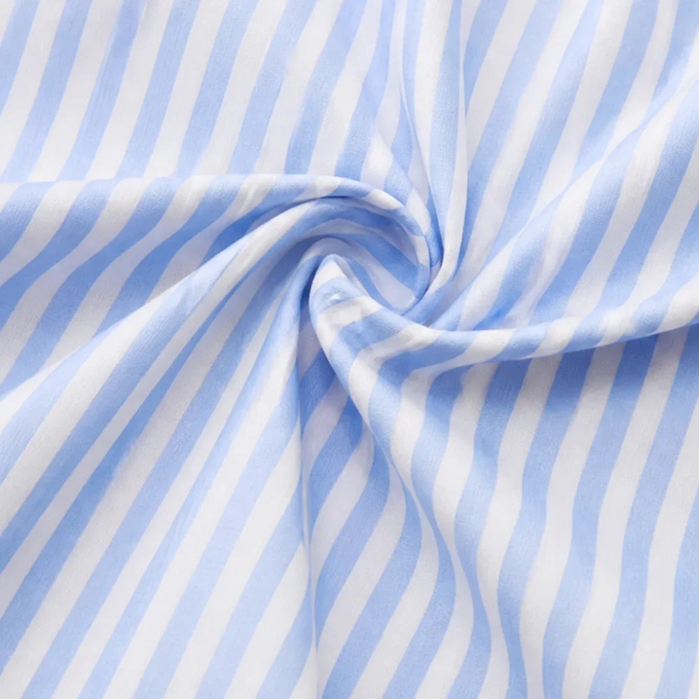 Marivelle – Striped V-Neck Tunic Dress with Pockets