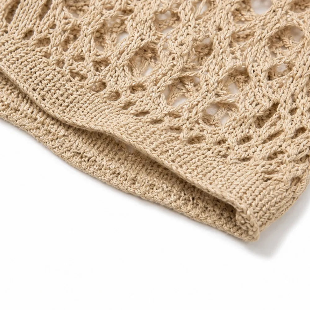 Marigrove – Bohemian Hollow-Knit V-Neck Crochet Top for Women