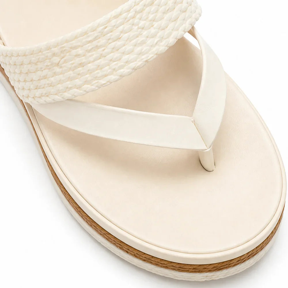 Solara – Woven Strap Platform Flip Flops for Women, Non-Slip Summer Sandals