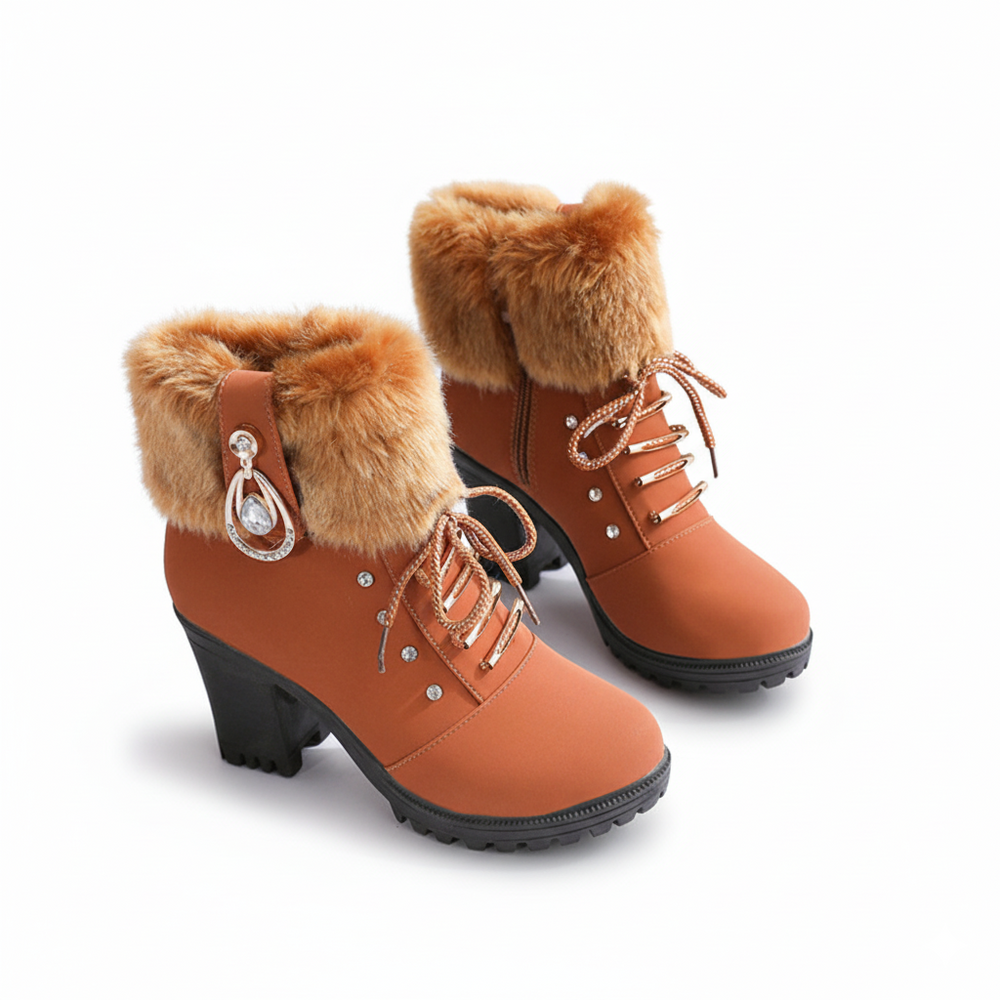 Velurea – Women’s Faux Fur Block Heel Winter Boots