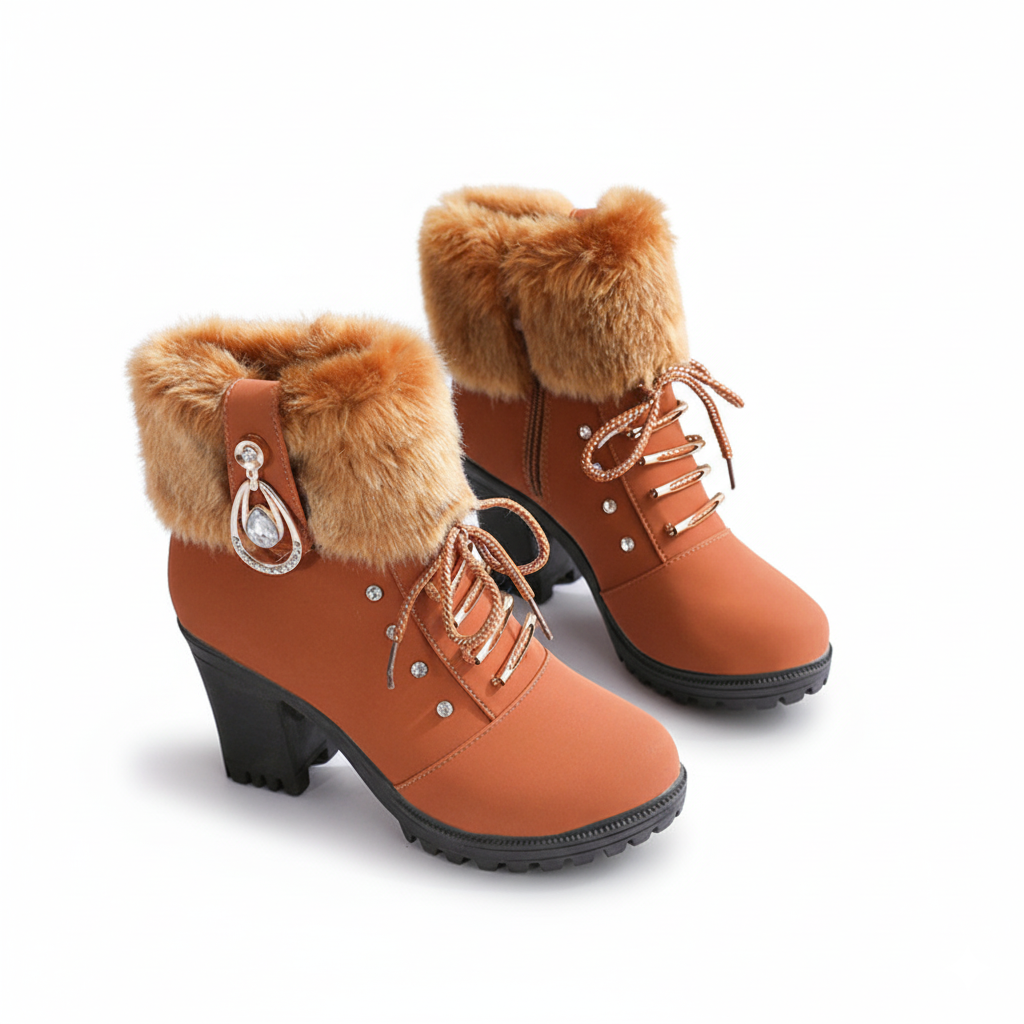 Velurea – Women’s Faux Fur Block Heel Winter Boots
