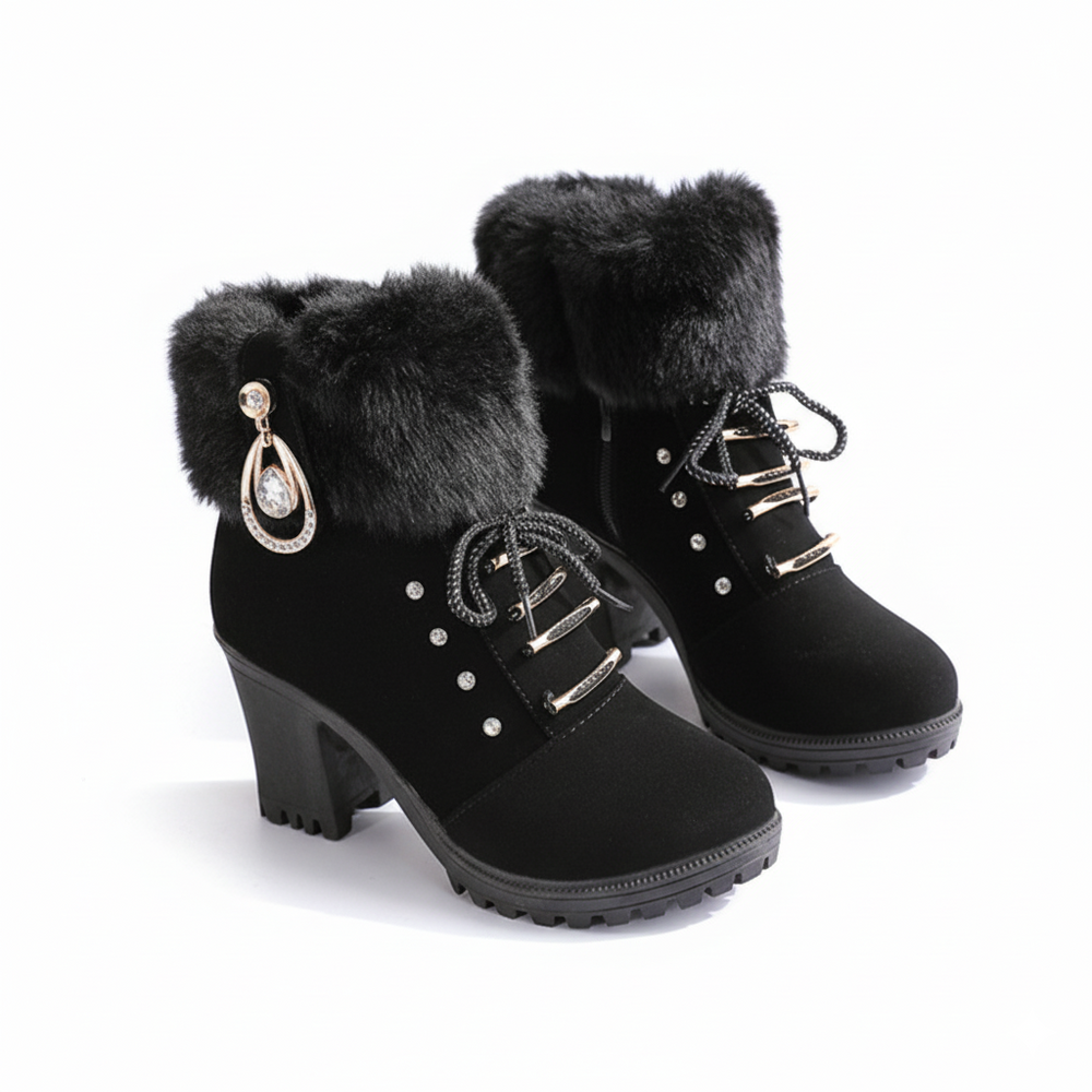 Velurea – Women’s Faux Fur Block Heel Winter Boots