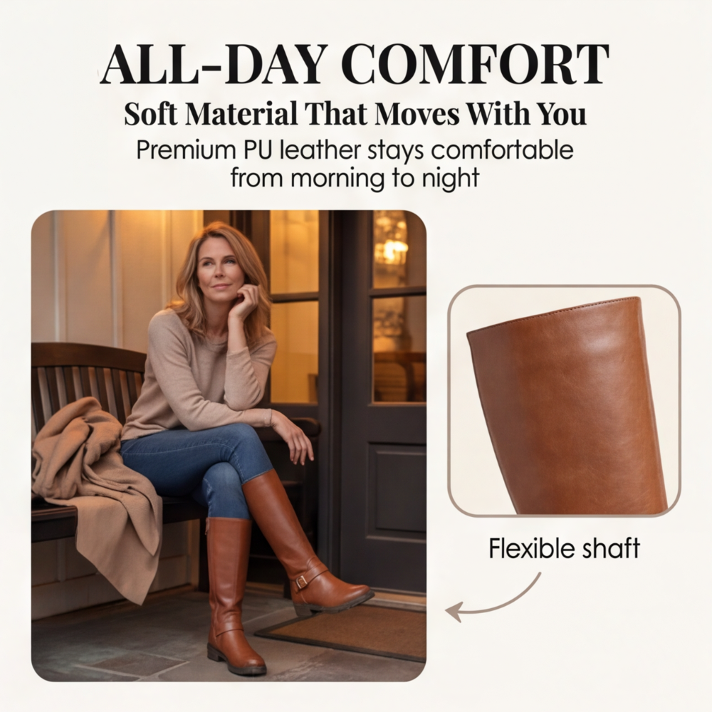 Ridella - Knee High Riding Boots with Buckle Detail
