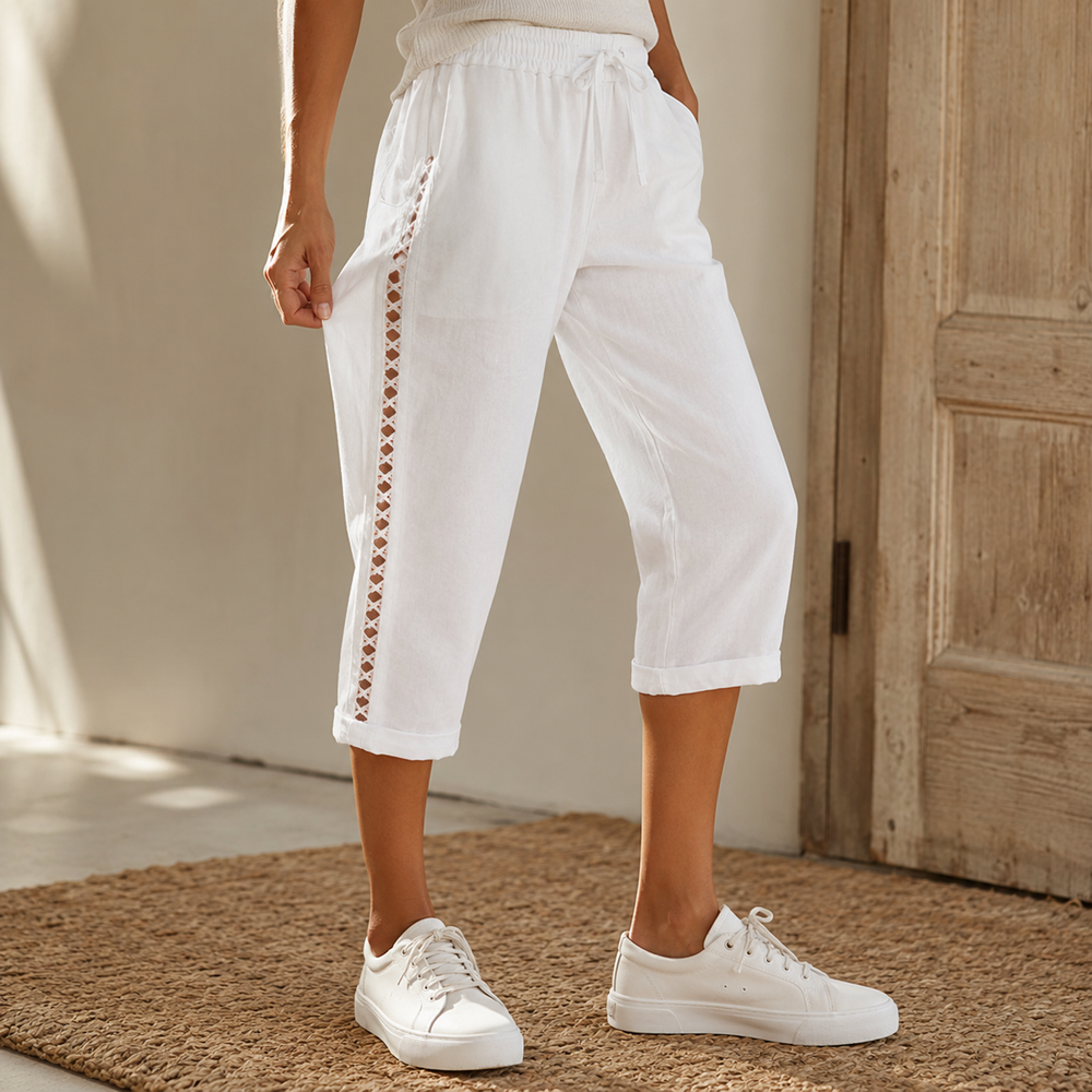 Lunava™ – Lace-Side Capri Pants for Women