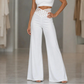 Vélane – High-Waisted Wide-Leg Pants with Cross-Strap V-Waist