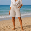 Brisella™ – Crinkle Bermuda Shorts with Drawstring Waist and Pockets