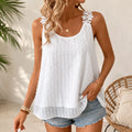 Solenne – Swiss Dot Lace Strap Tank Top for Women, Flowy Summer Vacation Top
