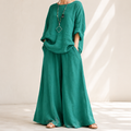 Lunavia™ – Oversized Cotton-Linen Two-Piece Set with Wide-Leg Pants