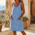 Sundrae – Lightweight Denim Pinafore Dress with Front Pockets