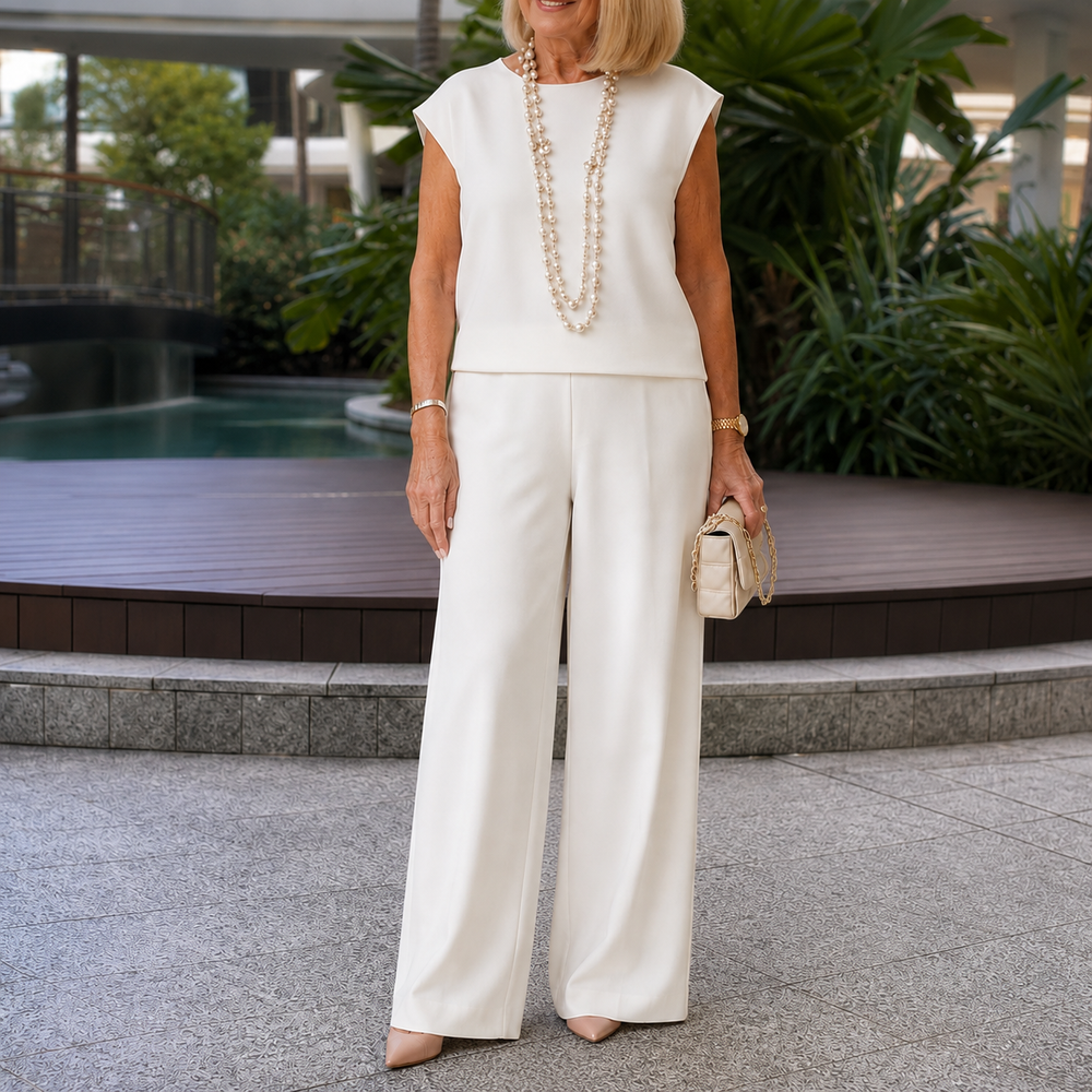 Appia Miceli™ – Cap Sleeve Top and Wide Leg Pants Set for Women