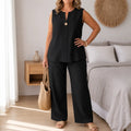 Linovea – Minimalist Sleeveless Top & Wide-Leg Trouser Set for Women