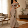 Florenza – Embroidered Off Shoulder Fishtail Skirt Set for Women