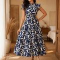 Sunlura – Flutter Sleeve Tie Waist Tiered Midi Dress, Summer Floral Print, Women's Casual Dress