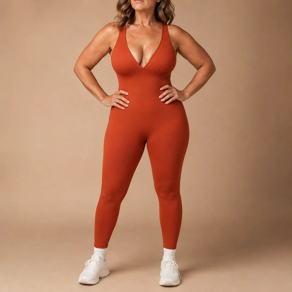 Snatura – Seamless V-Neck Shaping Jumpsuit for Yoga & Everyday Wear