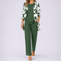 Brenda™ – Women's 3 Piece Set with Floral Cardigan, Scoop Top and Wide Leg Trousers