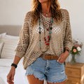 Marigrove – Bohemian Hollow-Knit V-Neck Crochet Top for Women