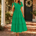 Florelle – Smocked Waist Tiered Boho Maxi Dress with Puff Sleeves