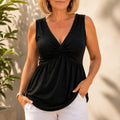 Vivelyn – Twist-Front V-Neck Tank Top for Women, Soft Flowy Empire-Waist Sleeveless Top