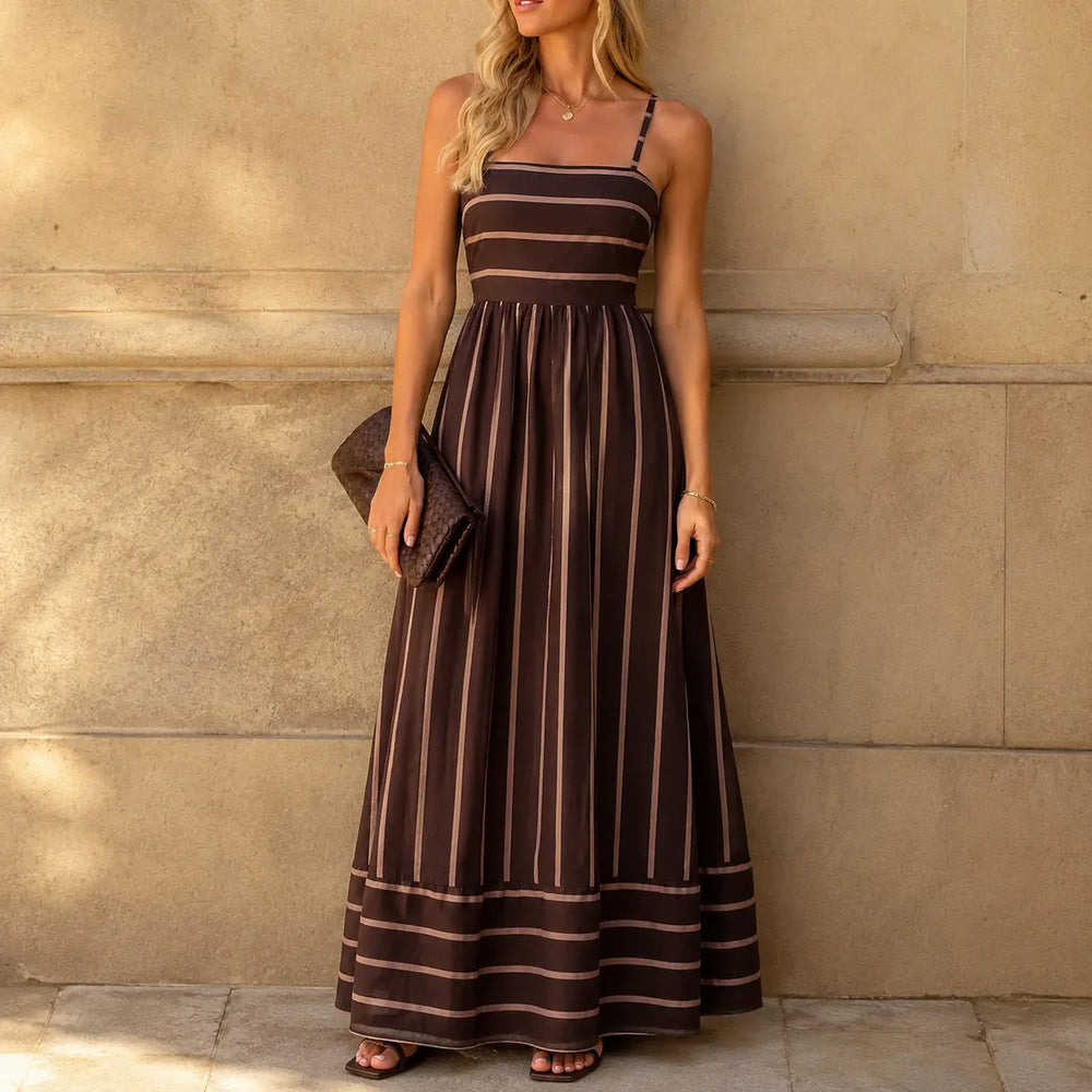 Solène – Striped Cami Maxi Dress with Smocked Back