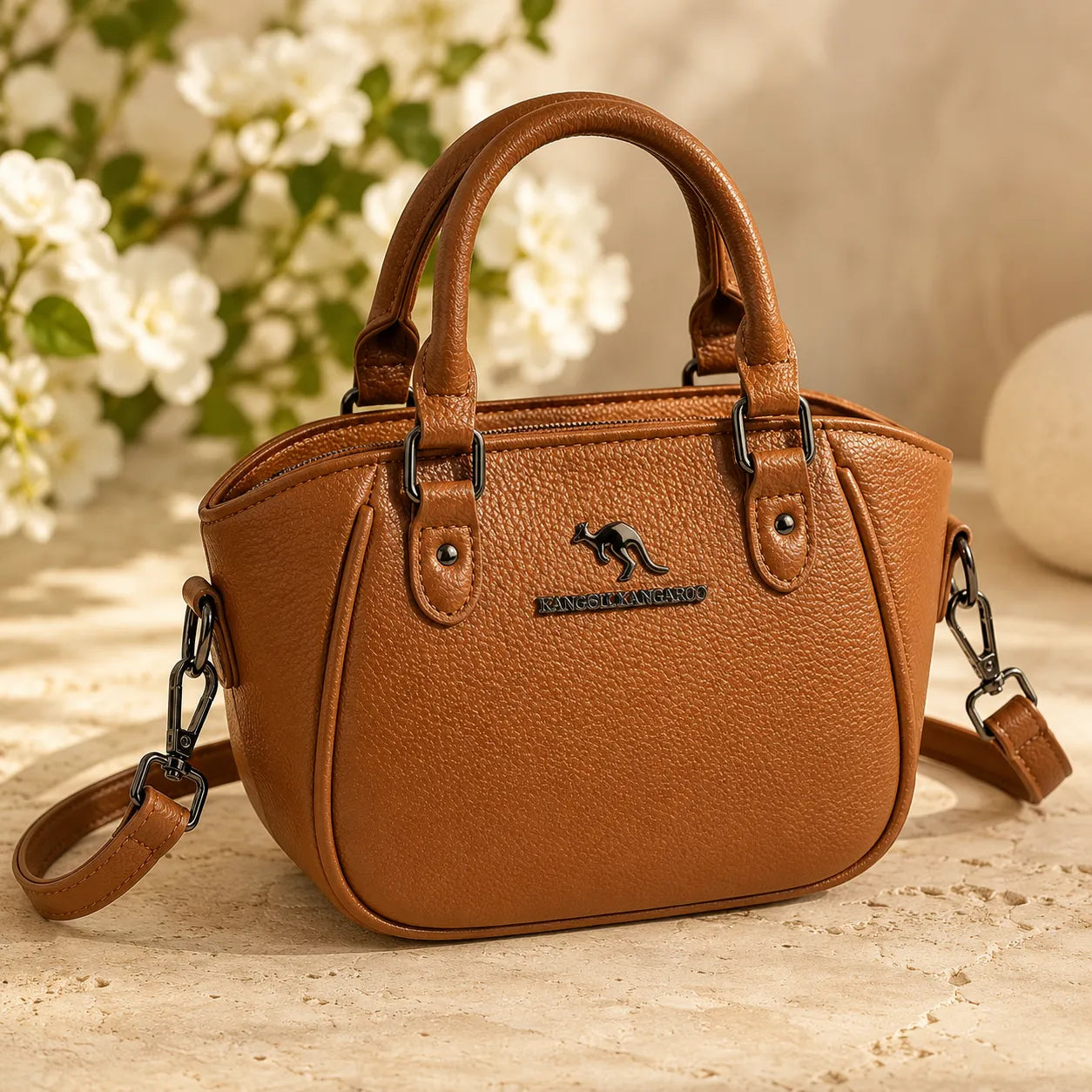 Marlowe – Structured Boston Handbag with Convertible Crossbody Strap, Polished Hardware