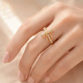 Graceloop – Mobius Cross Ring with Pavé Stones, Gold or Silver